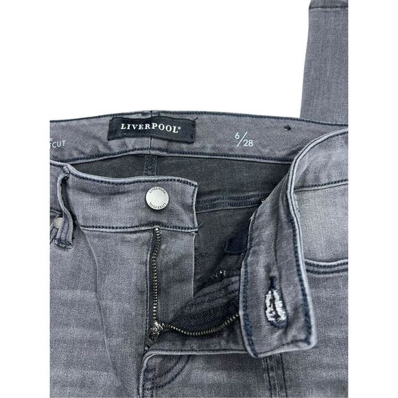 Liverpool Women’s 6 Bootcut Jeans Gray Ankle Slit Mid Rise Stretch - Picture 5 of 7